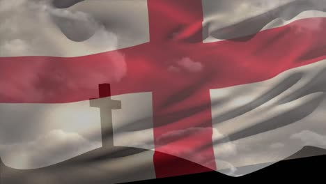 Animation-Des-Christlichen-Kreuzes-Und-Der-Flagge-Englands