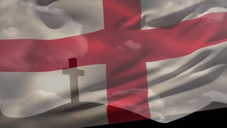 animation of christian cross and flag of england