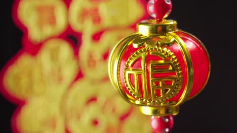 close up focus chinese dragon new year decoration lantern red gold background