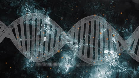 dna strand animation over abstract swirling dark background