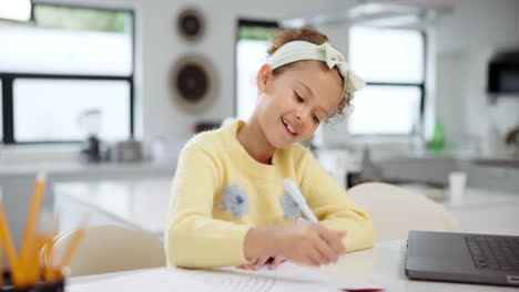 girl doing homework at home
