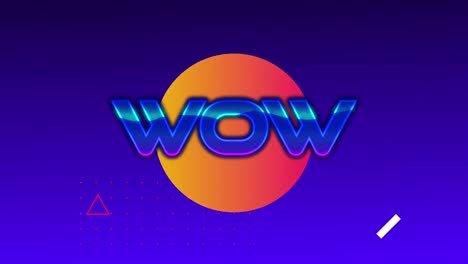 Animation-of-wow-text-over-looping-circles-against-blue-background