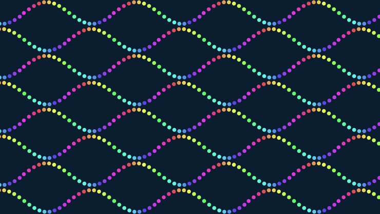 Vibrant rainbow colored waves flow seamlessly in a zigzag pattern over a dark background in this dynamic and lively image