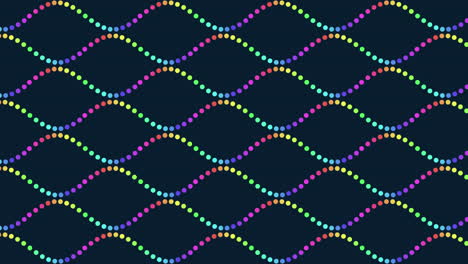 Vibrant rainbow colored waves flow seamlessly in a zigzag pattern over a dark background in this dynamic and lively image