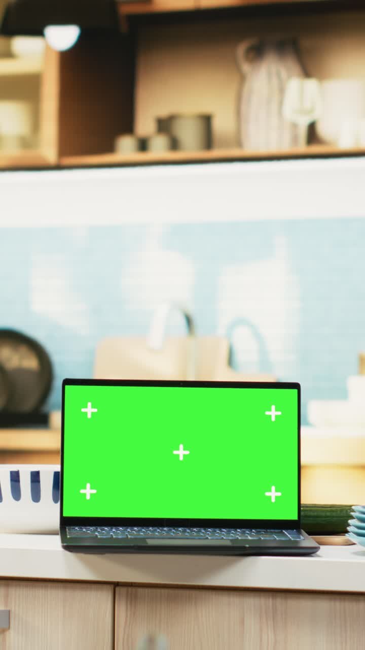 Vertical Video Isolated mockup with elegant kitchen interior and countertop