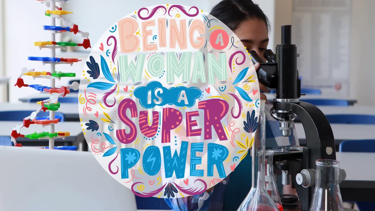 학교 소녀에 대한 소녀 힘 텍스트의 애니메이션