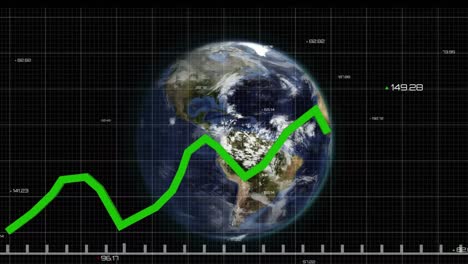 Green-graphs-moving-against-spinning-globe