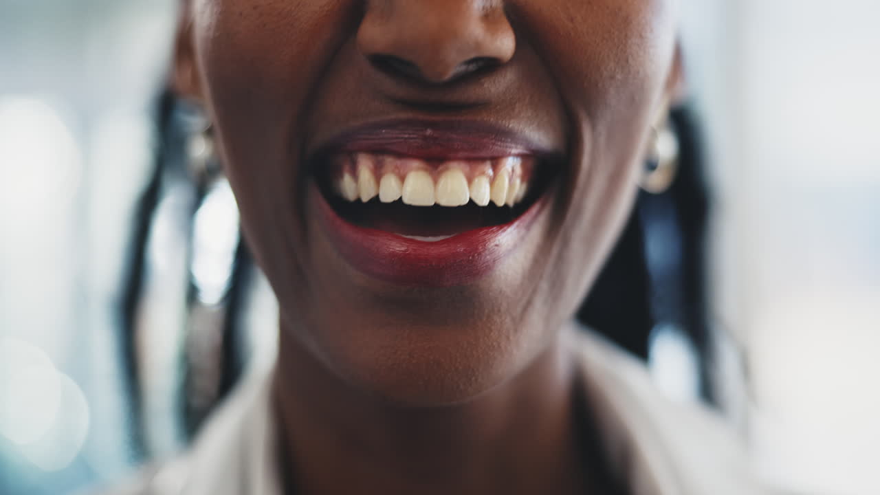 African woman, smile and portrait of mouth