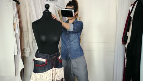 female in vr headset working in parlour