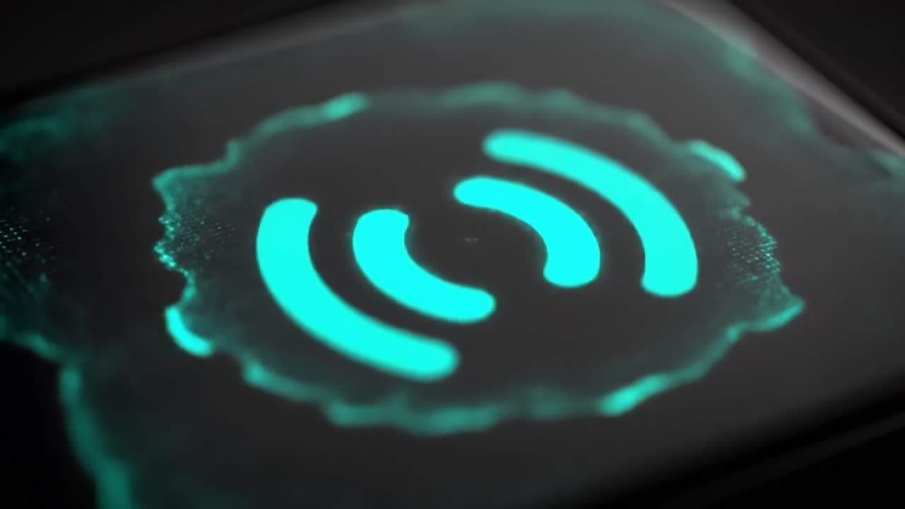 Illuminated Graphic Display of Sound Waves Emitting from a Device's Screen with a Modern Interface Design Reflecting Technology and Digital Innovation