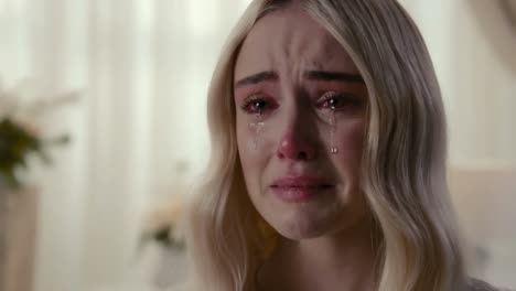 in a still and quiet room, a character experiences a deeply emotional moment as they openly express their overwhelming sadness