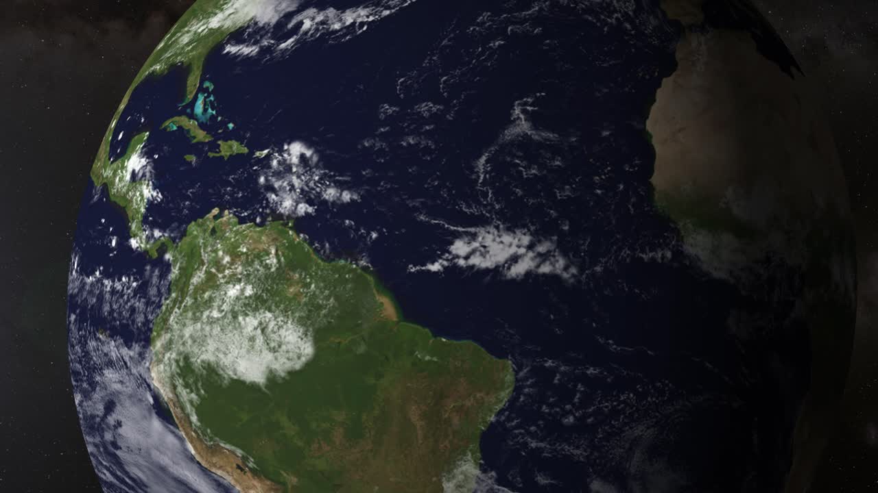 우주에서 회전하는 지구의 시간 흐름