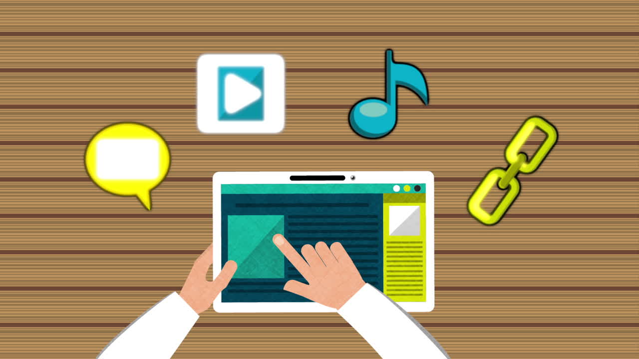 hands using tablet with social media technology