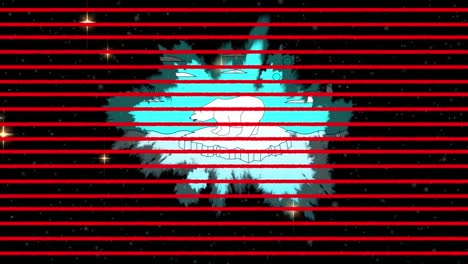 animación de líneas rojas sobre el oso polar y las estrellas