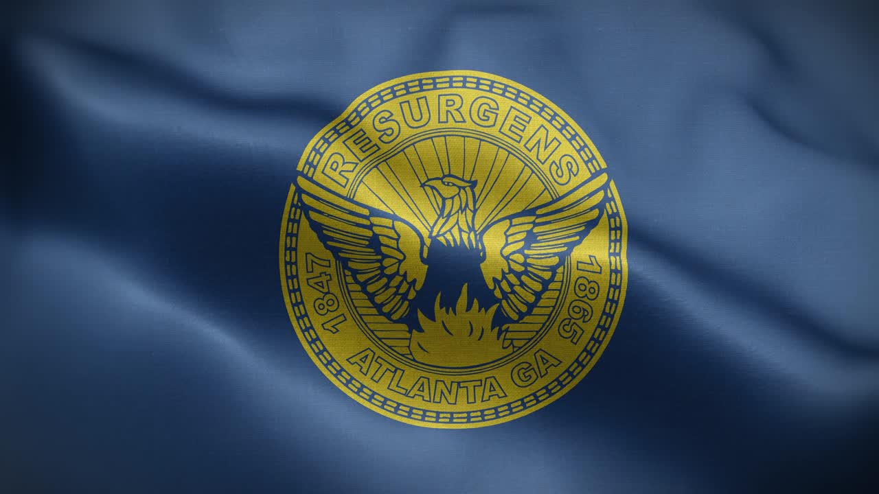 Fondo en bucle con bandera de Atlanta, EE. UU. 4K