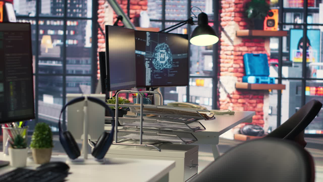 PC shows deep neural network development tools in an empty agency setting