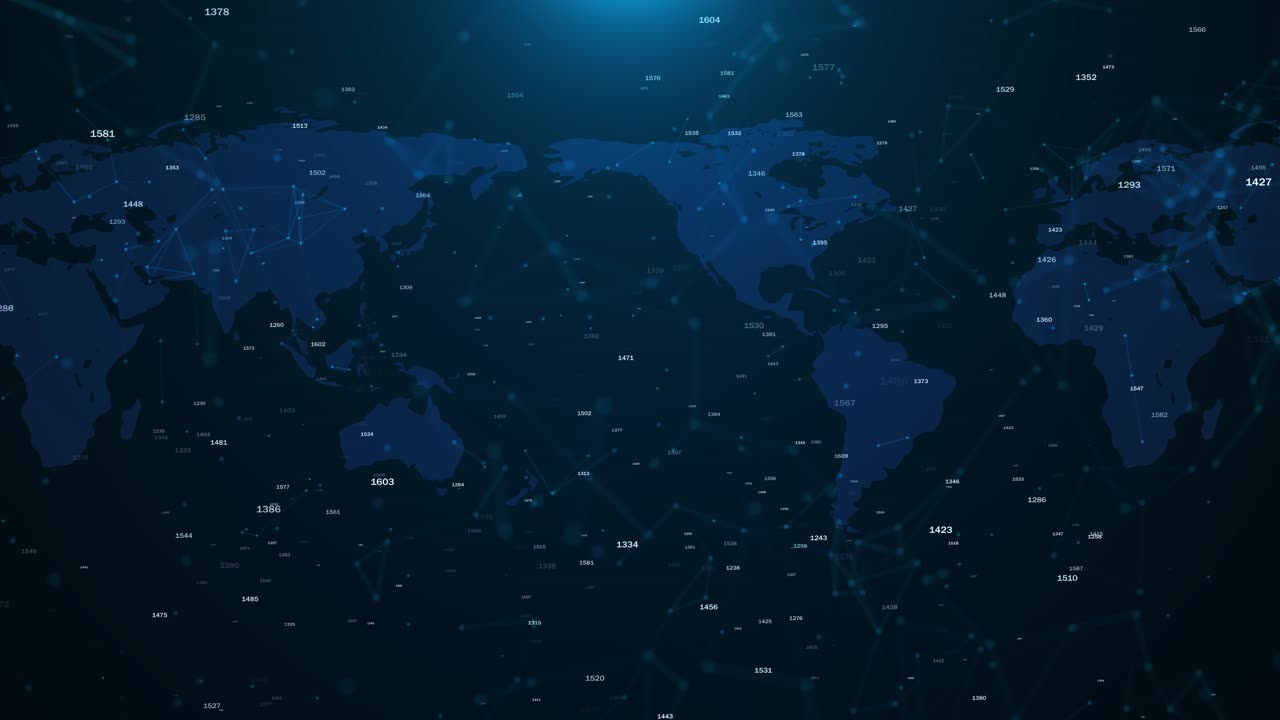 Digital technology world hologram map animation glowing connections in global earth map breaking