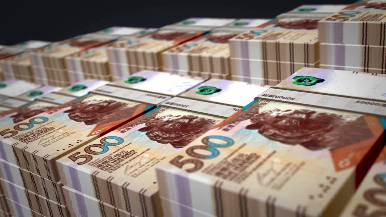 hong kong dólar dinero billete paquete de crecimiento en el bucle