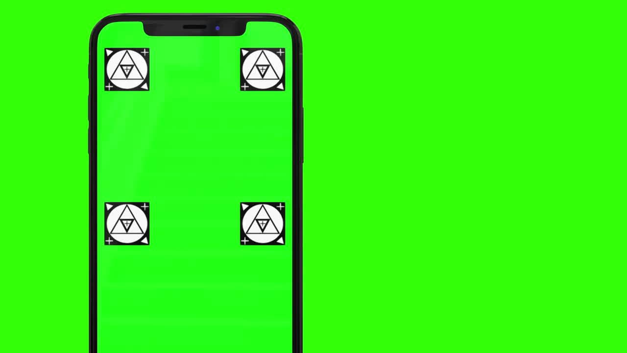 녹색 화면을 가진 고립된 스마트 폰