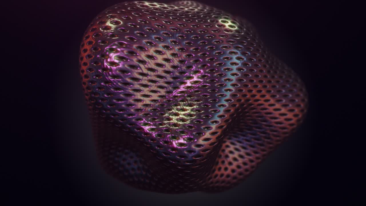 transformación animada de un objeto esférico a una mancha con efectos distorsionados