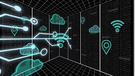 animation of clouds, data processing over computer servers