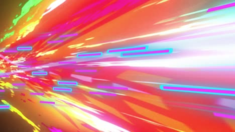 animación de formas de neón y túnel de rastros de luz brillante de transferencia de datos