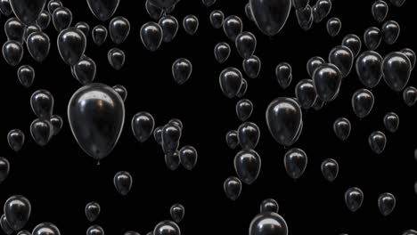 loop flying black balloons with alpha channel