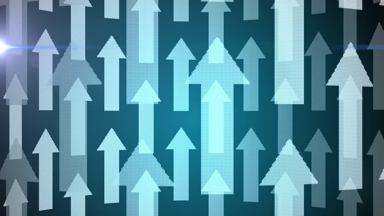 위로 가리키는 반 ⁇ 이는 화살표를 가진 디지털 인터페이스의 애니메이션