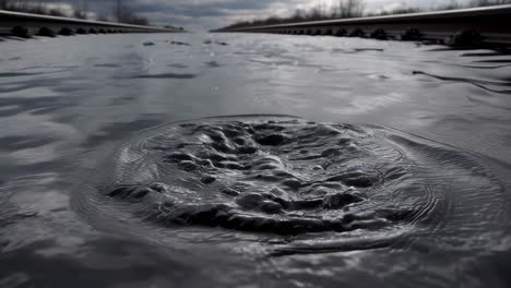 flooded railroad tracks