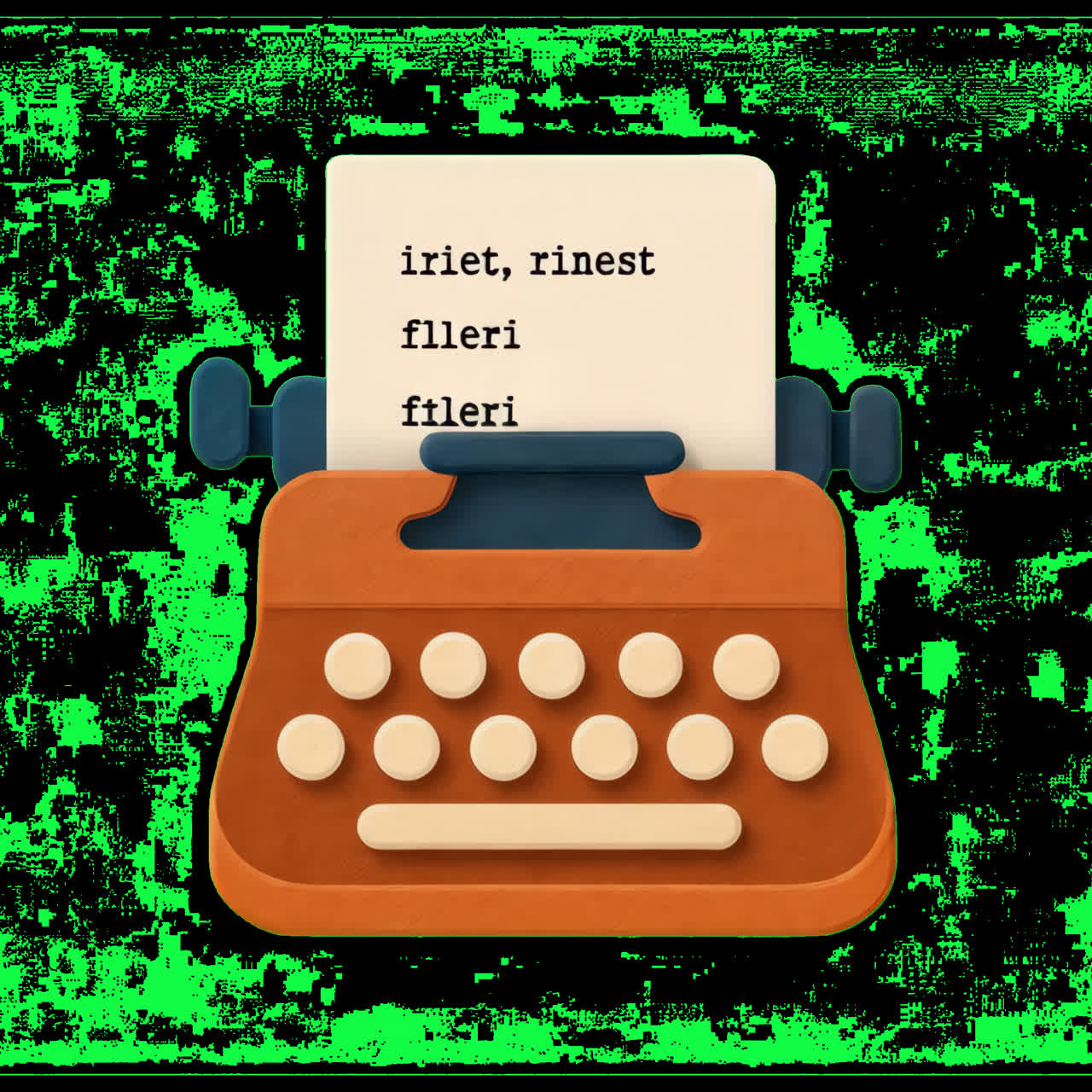 Vintage typewriter with paper animation isolated asset, transparent 4K video, alpha channel, ProRes