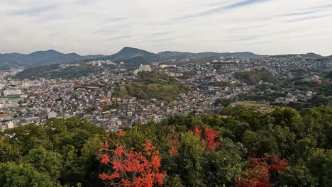The-streets-of-Nagasaki-seen-from-the-Nabekanmuri-Mountain-Observatory-in-Nagasaki-City,-Nagasaki-Prefecture
