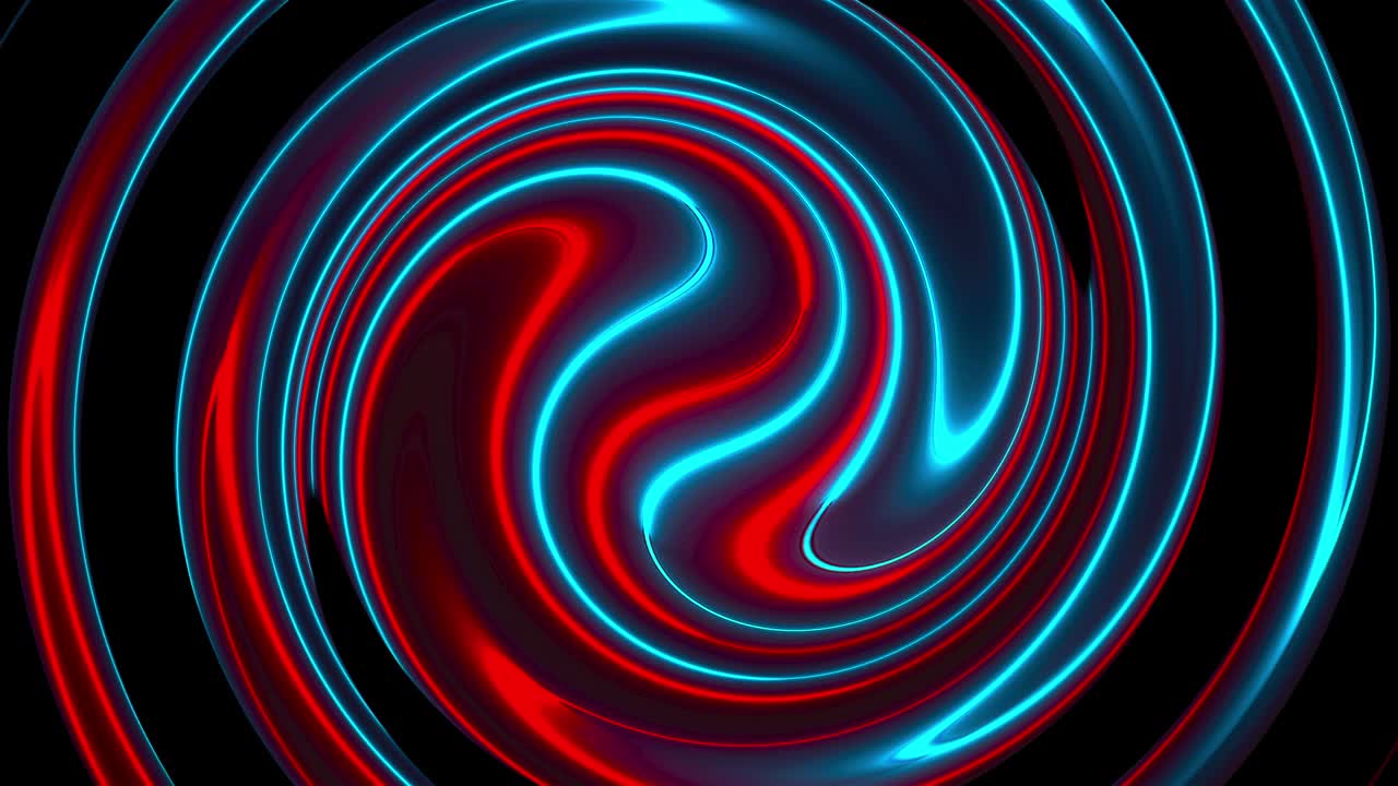 Computer generated abstract twist background. 3D rendering circular merger of neon color lines