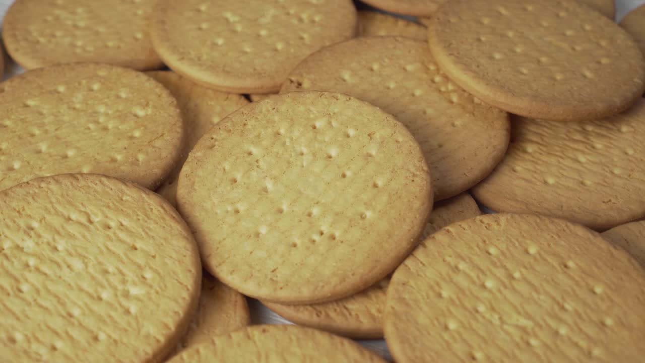 Heap of round cookies close up