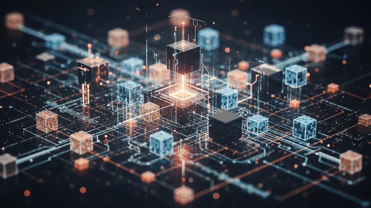 A Stunning Visualization of an Intricate Digital Network Featuring Glowing Nodes and a Central Hub, Representing Complex Data Flow and Connectivity in Modern Technology