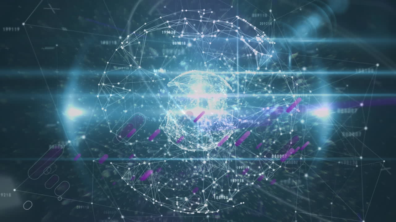 연결 네트워크를 통해 보라색 선의 애니메이션