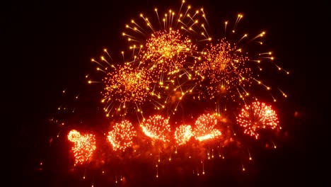 firework display at night on black background.