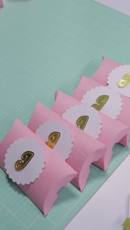 diy pink and gold pillow boxes for party favors
