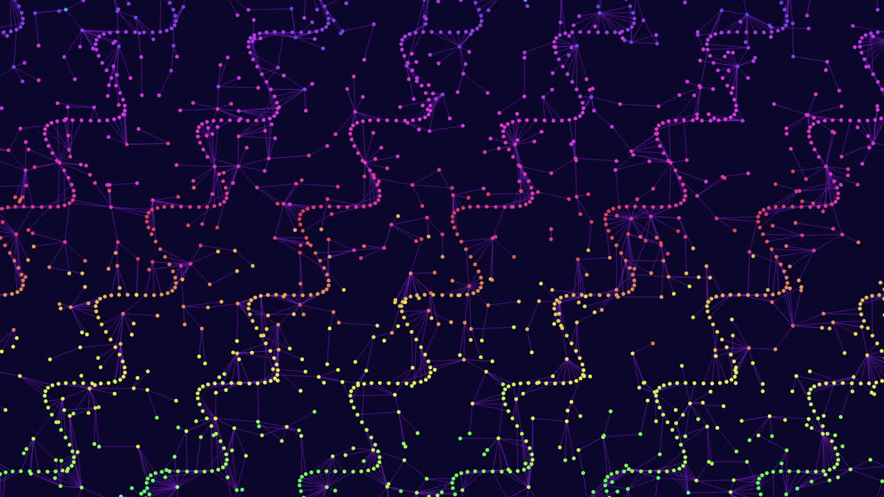 patrón de colores vibrante en zigzag y circular en púrpura, azul y amarillo