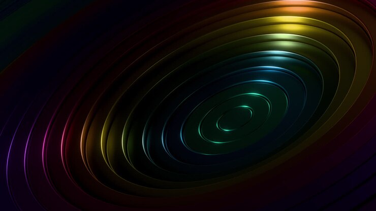 Metallic Multicolor Spiral Waves Looping Abstract 3D Background. 3D rendering