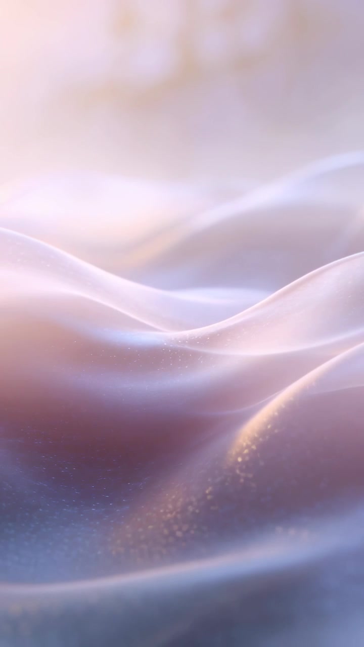 Translucent waves shifting across macro frame, camera panning causing particle glints for designers