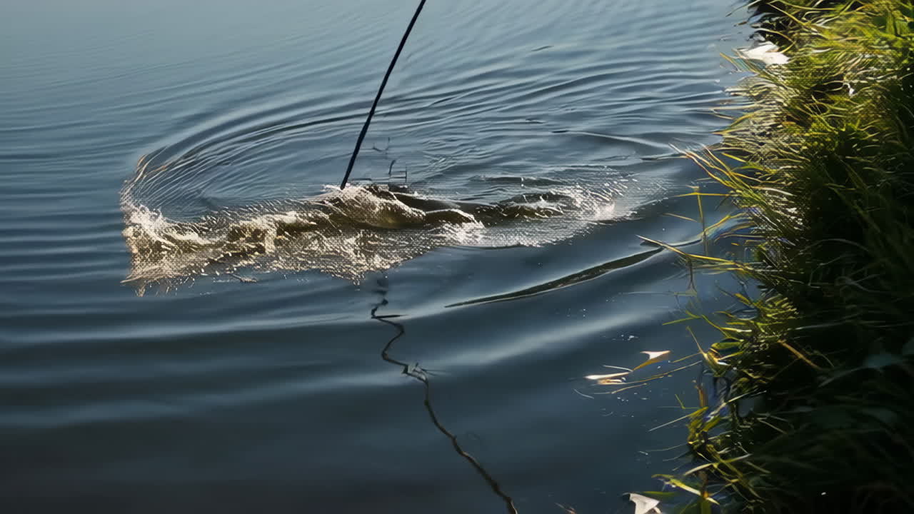 Person Fishing in a Peaceful Lake