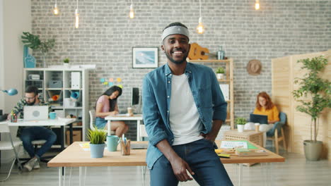 happy man in modern office