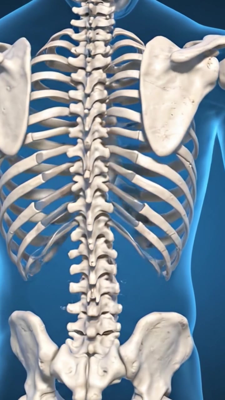 Anatomical Representation of the Human Skeleton: Detailed Views of the Ribcage and Spine in a 3D Model Illustrating the Structural Complexity of the Body