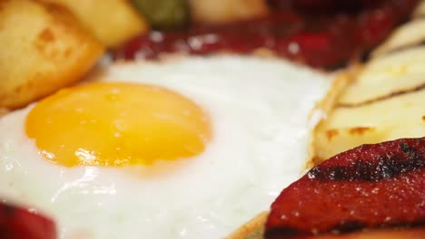 close-up of a fried egg breakfast