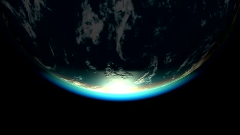 sunlit portion of earth bottom view. seamless loop, 3d animation.