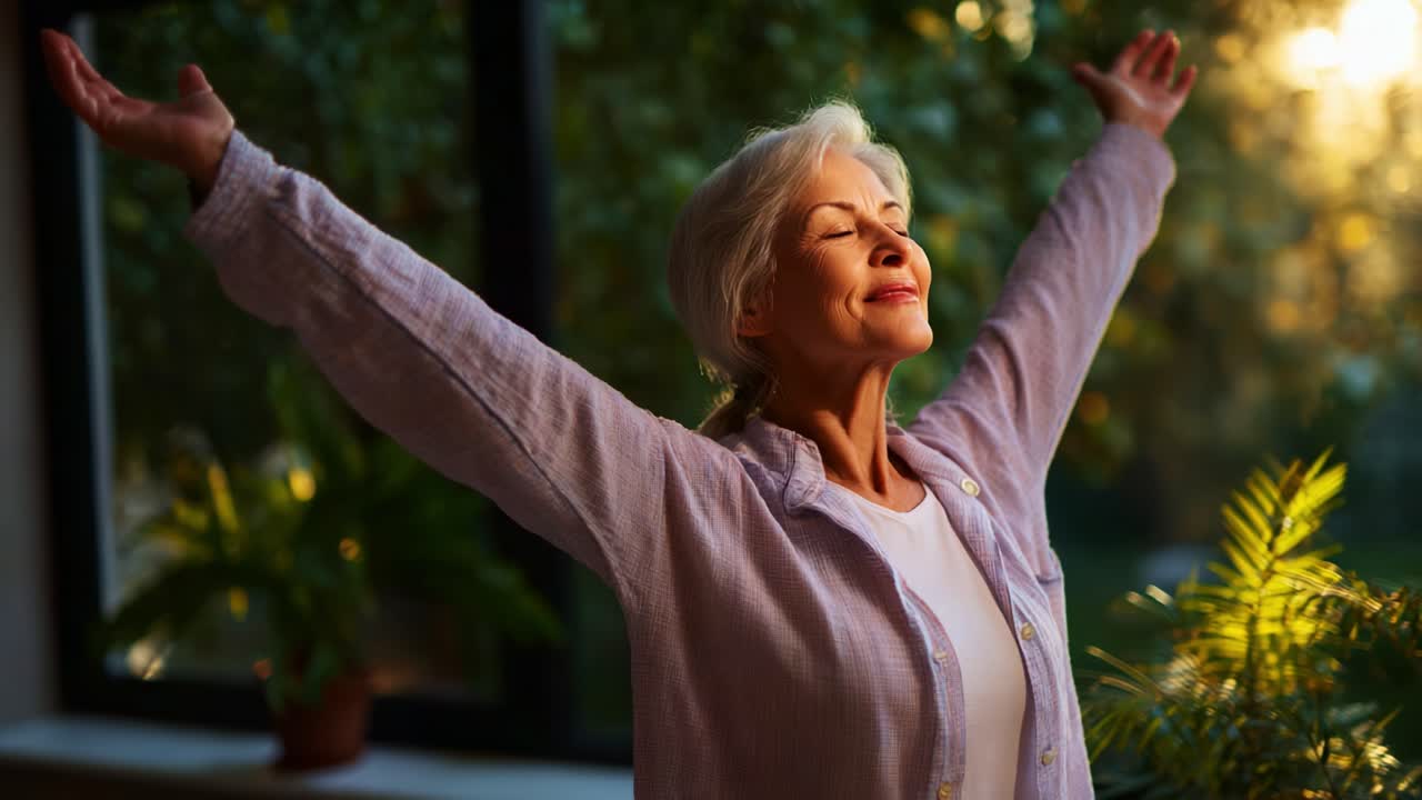 Woman Enjoying Tranquility in Nature: Captured Moments of Inner Peace and Connection with Natural Surroundings, Embracing a Serene Atmosphere Enhanced by Soft Lighting and Gentle Greenery Background