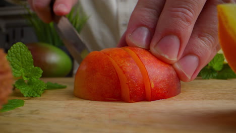 cutting peaches and other fruits