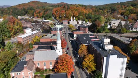 new england, springfield vermont aerial push in