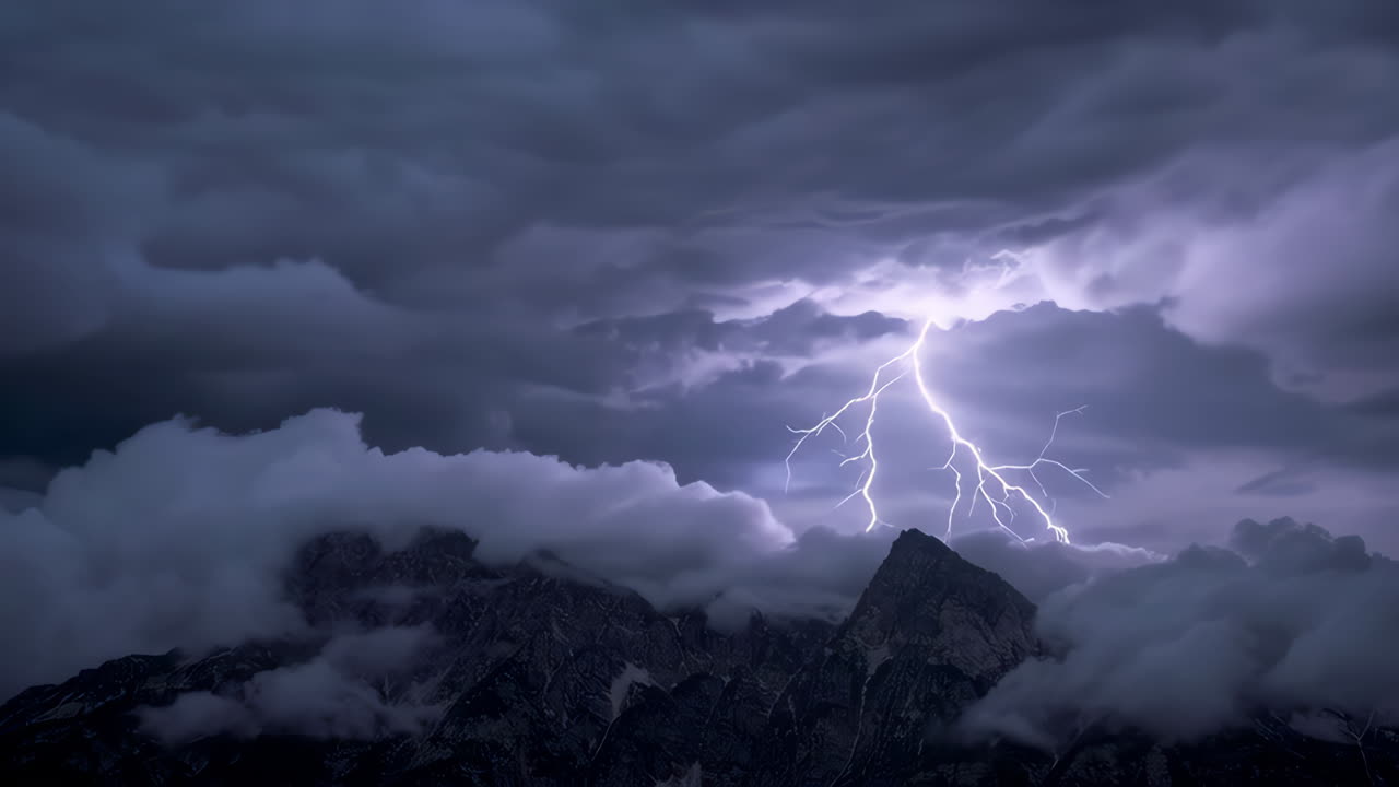Lightning Storm Over Mountain Peaks