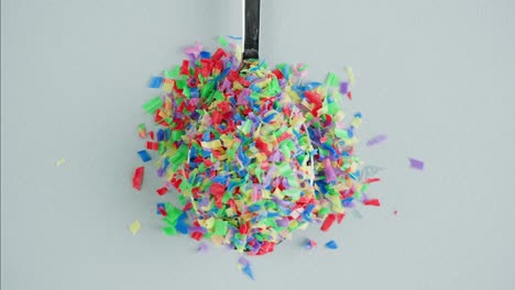 colorful confetti on a spoon